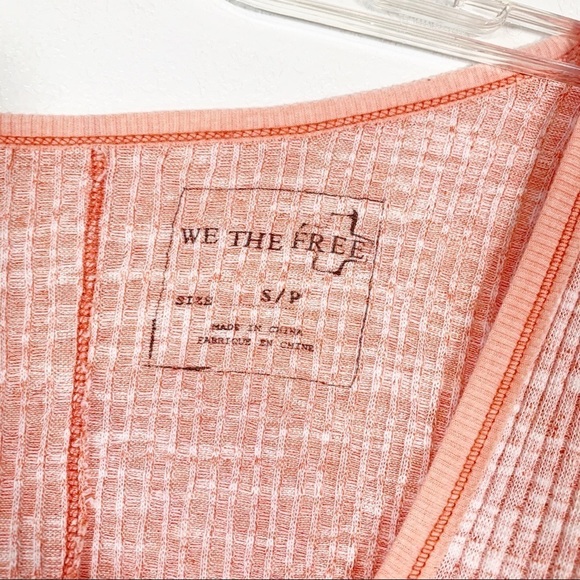 Free People Slub Henley Spiced Coral Top Small - Picture 4 of 4